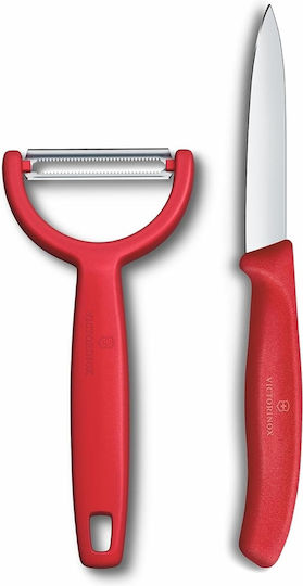 Victorinox Σετ Ανοξείδωτων Εργαλείων Μαγειρικής με Βάση 2τμχ Κόκκινο Swiss Classic