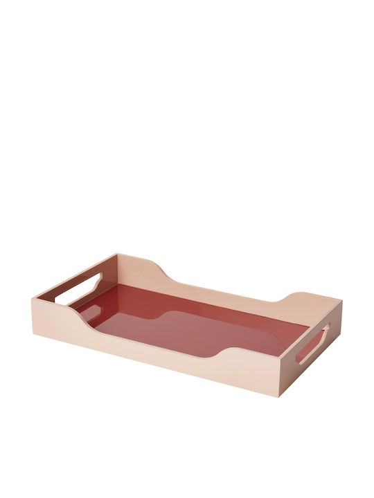 Printworks Wooden Rectangular Serving Tray with Handles in Red Color PW00654 1pcs
