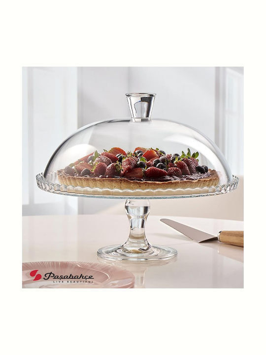 Espiel Patisserie Τουρτιέρα Γυάλινη με Καπάκι & Πόδι Διάφανη 32x26x27εκ.