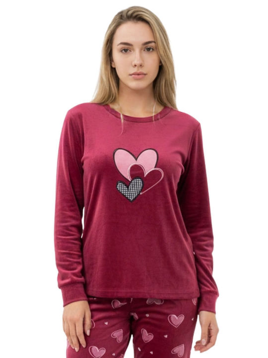 Lovelx Homewear Χειμερινό Γυναικείο Σετ Πιτζάμας Μπορντό Lovelx Homewear Χειμερινό Γυναικείο Σετ Πιτζάμας Μπορντό