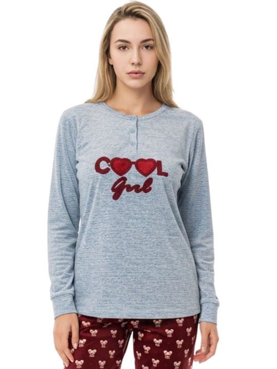 Lovelx Homewear Χειμερινό Γυναικείο Σετ Πιτζάμας Γκρι Lovelx Homewear Χειμερινό Γυναικείο Σετ Πιτζάμας Γκρι