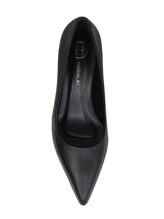 Leder Pumps mit hohem Absatz Schwarz