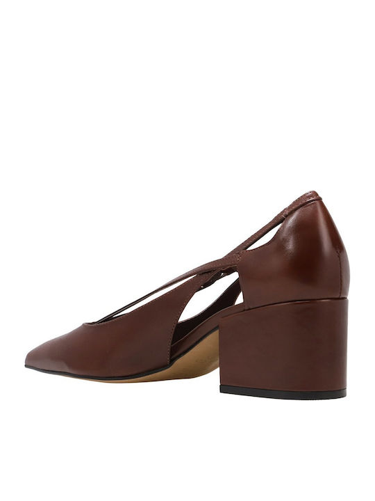 Leather Brown Medium Heels