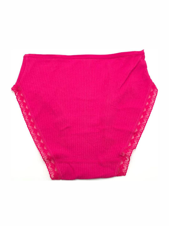 Cotton Women's Briefs with Lace Fuchsia