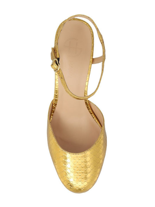 Leder Sandalen Gold