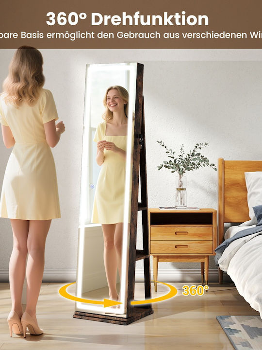 Costway Boden- oder Standspiegel mit Braune Holz Rahmen