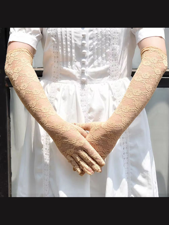 Bridal Gloves Long Lace Fingers White Candace