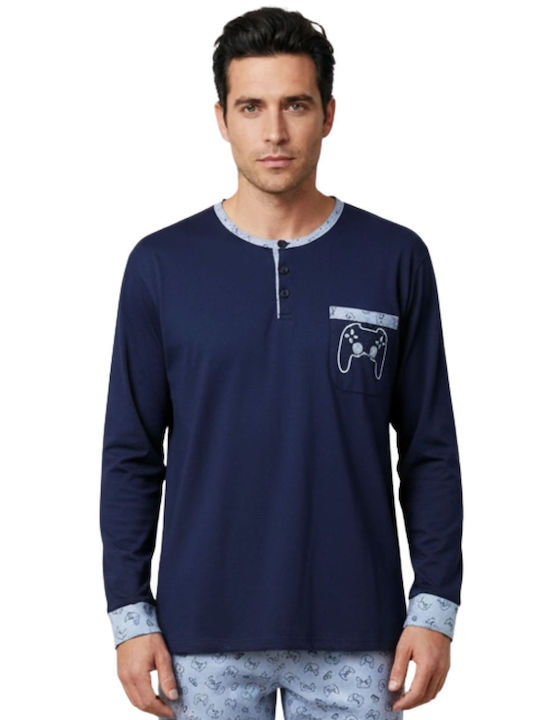 Lovelx Homewear Men's Winter Pajamas Set Blue