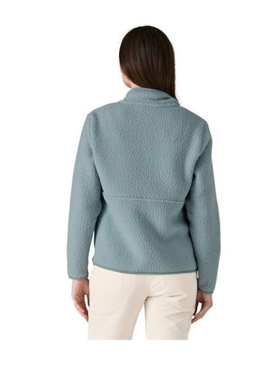 Winter Women's Fleece Blouse Long Sleeve with Zipper Blue