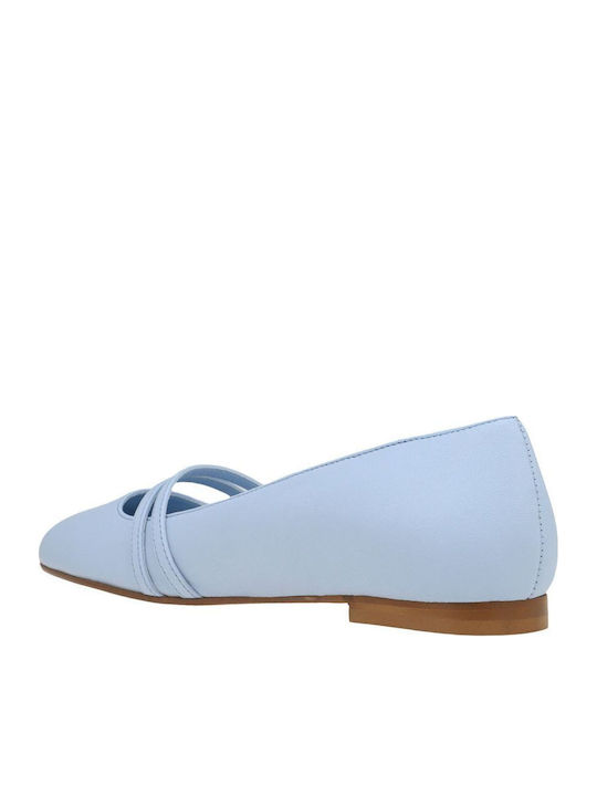 Leather Ballerinas Light Blue