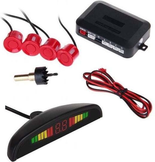 Set Senzori Parcare Detector Parktronic Display Monitor Radar 4 Senzori Roșii