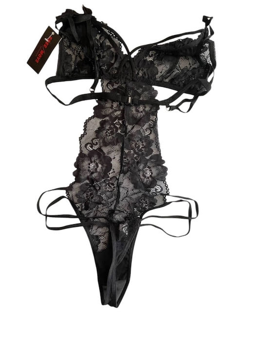 Freemove Sexy Schwarzes Bodysuit-tanga String Spitze 18507