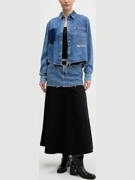Women's Denim Long Sleeve Shirt Dark Denim