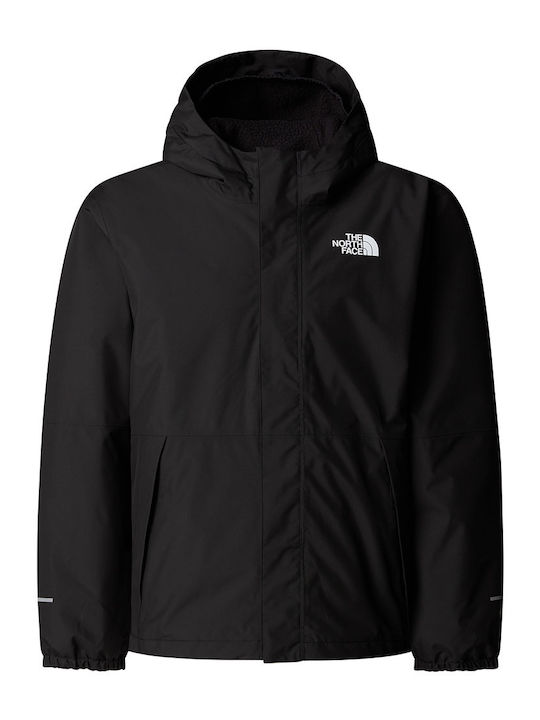 Waterproof Kids' Sports Jacket Windproof with Lining & Hood Black Antora