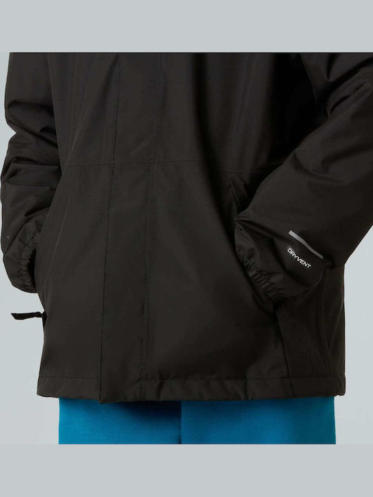Waterproof Kids' Sports Jacket Windproof with Lining & Hood Black Antora