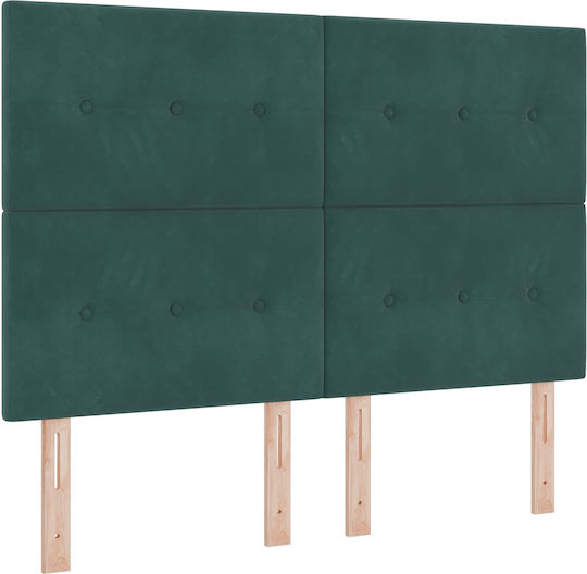 vidaXL LED Κεφαλάρι Κρεβατιού Ξύλινο Πράσινο 144x128cm