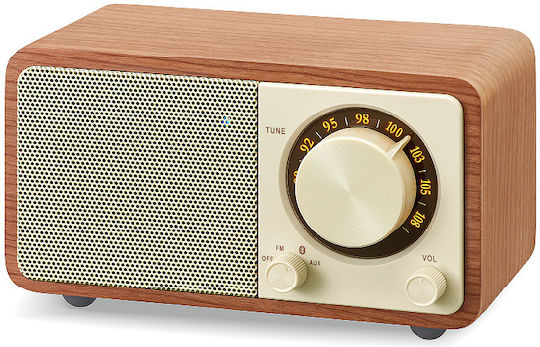 Sangean WR-7 Plus Retro Επιτραπέζιο Ραδιόφωνο Επαναφορτιζόμενο με Bluetooth Natural Cherry