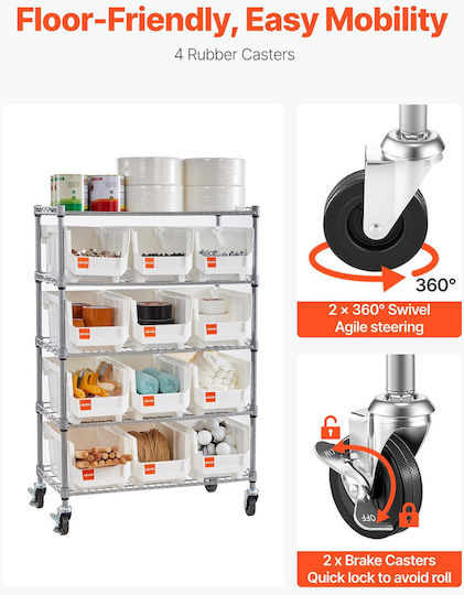 Vevor Kitchen Trolley 5 Tiers Silver