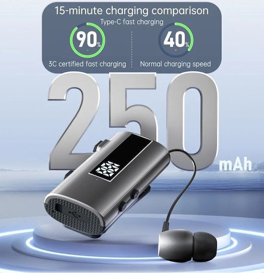K92 In-ear Bluetooth Handsfree Ακουστικό Πέτου Μαύρο