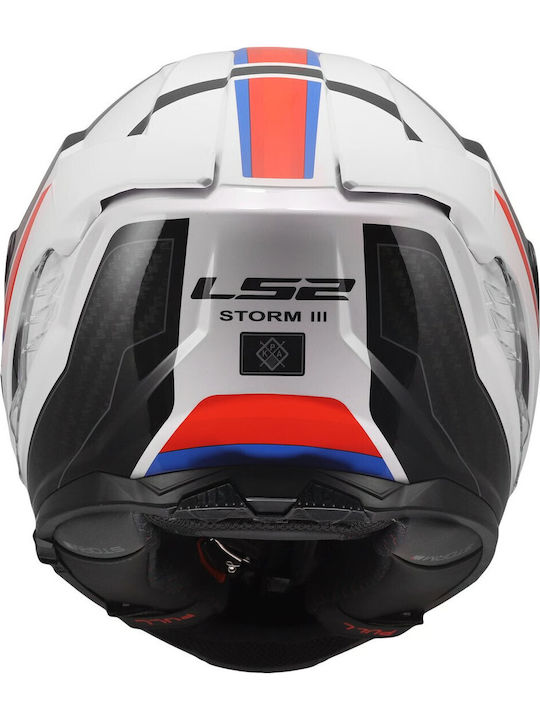 LS2 FF818 Storm III Sporty White/Blue/Red Мотоциклетна каска Full Face ECE 22.06 1600гр с Sunvisor