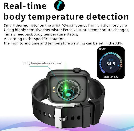 Microwear QX7 45mm Smartwatch with Heart Rate Monitor (Black)