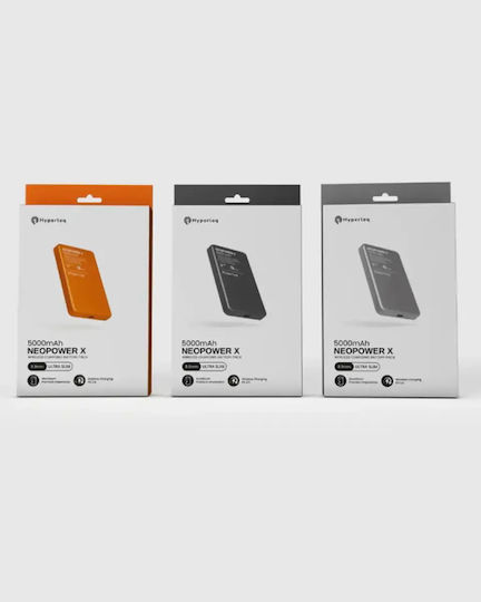 Hyperloq NeoPower X MagSafe 5000mAh 15W με Θύρα USB-A και Θύρα USB-C Γκρι