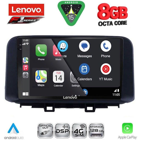 Lenovo Car Audio System for Hyundai Kona 2017-2023 Bluetooth USB Wi-Fi GPS Apple CarPlay Android Auto with 10 Inch Touch Screen LENOVO SSR 10237 CPA
