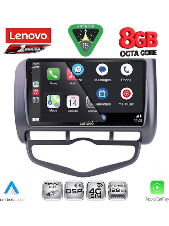 Lenovo Car Audio System for Honda Jazz 2002-2008 with Clima (Bluetooth/USB/WiFi/GPS/Apple-Carplay/Android-Auto) with Touch Screen 9"