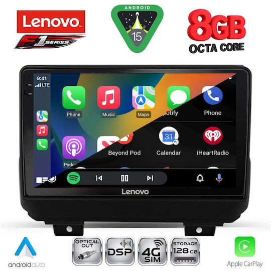 Lenovo Ηχοσύστημα Αυτοκινήτου για Jeep Wrangler 2018 (Bluetooth/USB/WiFi/GPS/Apple-Carplay/Android-Auto) με Οθόνη Αφής 9"
