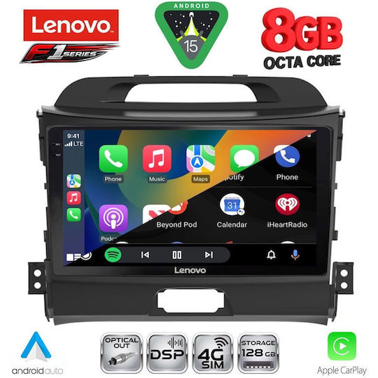 Lenovo Car Audio System for Kia Sportage 2010-2015 (Bluetooth/USB/WiFi/GPS/Apple-Carplay/Android-Auto) with Touch Screen 9"