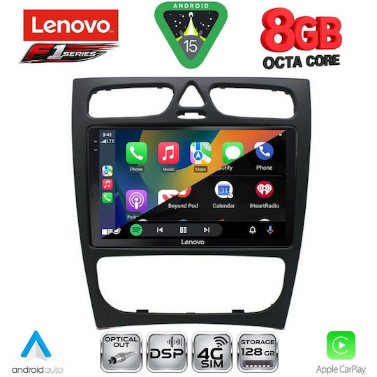 Lenovo Ηχοσύστημα Αυτοκινήτου για Mercedes-Benz C Class 1999-2004 (Bluetooth/USB/WiFi/GPS/Apple-Carplay/Android-Auto) με Οθόνη Αφής 9"