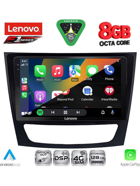 Lenovo Auto-Audiosystem für Mercedes-Benz E Klasse / CLS Klasse 2003-2009 (Bluetooth/USB/WiFi/GPS/Apple-Carplay/Android-Auto) mit Touchscreen 9"
