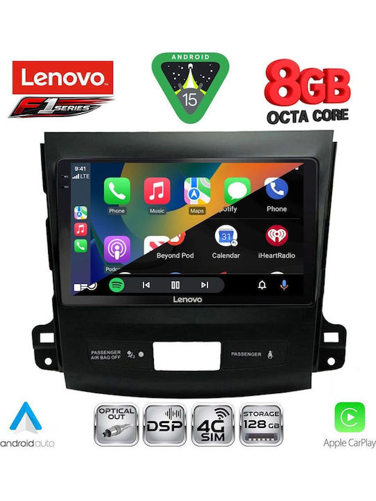 Lenovo Car Audio System for Peugeot 4007 Mitsubishi Outlander Citroen C-Crosser 2006-2012 (Bluetooth/USB/WiFi/GPS/Apple-Carplay/Android-Auto) with Touch Screen 9"