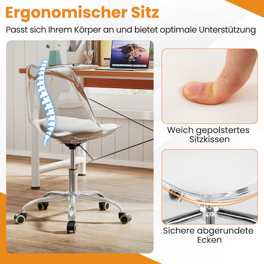 Costway Stuhl Büro mit Verstellbaren Armen Transparent
