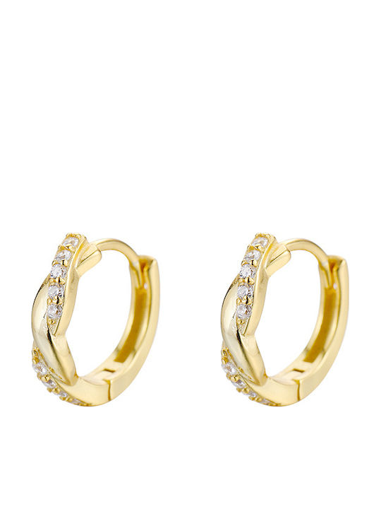 Single Earring Hoop made of Silver Gold Plated with Stones