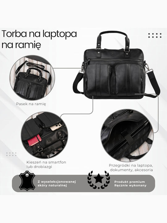 Leather Men's Bag Messenger Black