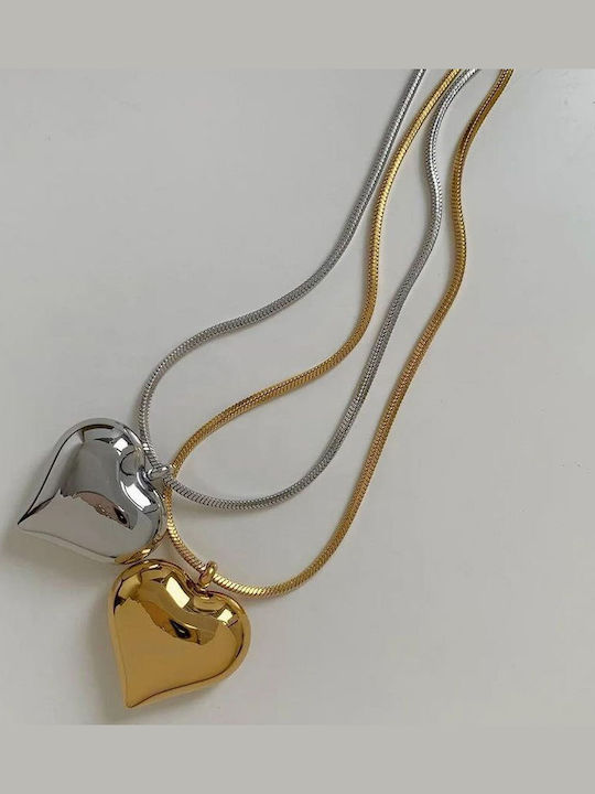 Awear Necklace with design Heart from Gold Plated Steel
