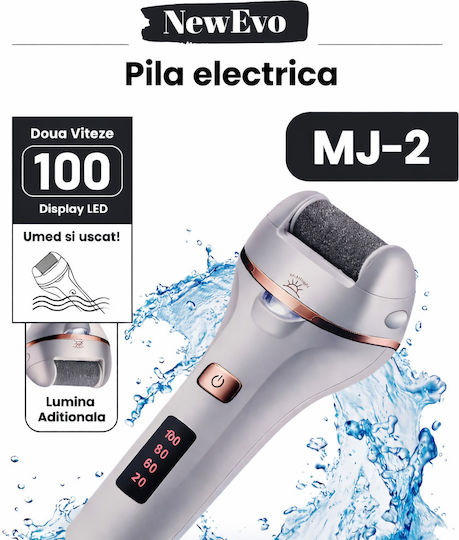 Set Pilă Electrică Pentru Călcâie Newevo Afișaj Digital Led Baterie 1200 Mah Încărcare Usb Rezistentă La Apă 2 Viteze 2400 Rpm 3 Capete Incluse Lanternă Led Îndepărtare Piele Moartă