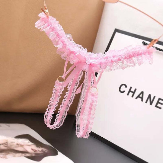 Women Sexy Lace Pink Thong Os