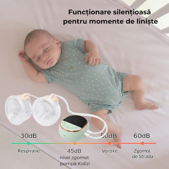 Kidizi Pompa de sân dublă electrică 117 Funcționează cu baterie Fără BPA Verde 420ml
