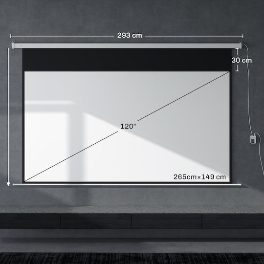 HomCom Οθόνη Προβολής Projector για Τοίχο/Οροφή με Λόγο Εικόνας 16:9 293x193cm / 120"
