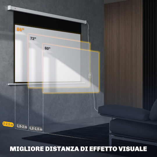 HomCom Οθόνη Προβολής Projector για Τοίχο/Οροφή με Λόγο Εικόνας 16:9 212x150cm / 84"