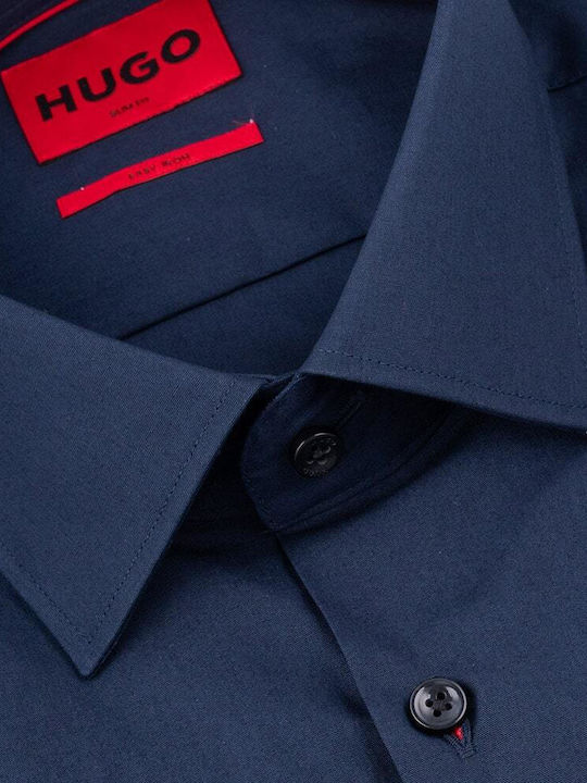 Kenno Long-sleeved Cotton Shirt Navy Blue