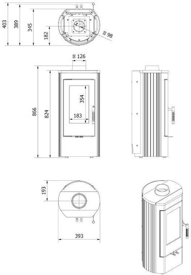 Kratki Ecodesign Чугун Печка на дърва 6кВт