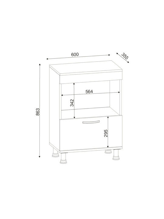 Bodenstehender Schrank Weiß 60x35.5x86.3cm