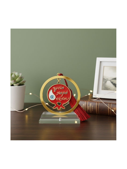 XMASfest Επιτραπέζιο Γούρι Ρόδι Ροζ 5x8cm
