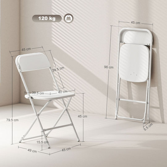 Gartenstühle Metallisch Weiß 6 Stücke 45x49x79.5cm