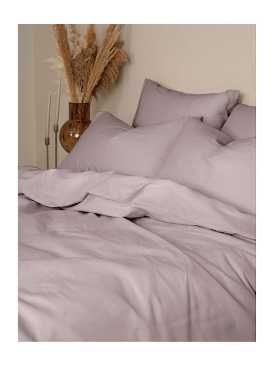 Sunshine Cotton Feelings 151 Σετ Σεντόνια Διπλά με Λάστιχο 150x205+30εκ. Dark Grey (4τμχ)