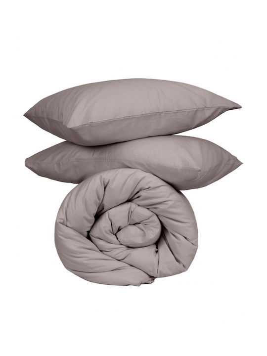 Sunshine Cotton Feelings 151 Σετ Σεντόνια Διπλά με Λάστιχο 150x205+30εκ. Dark Grey (4τμχ)