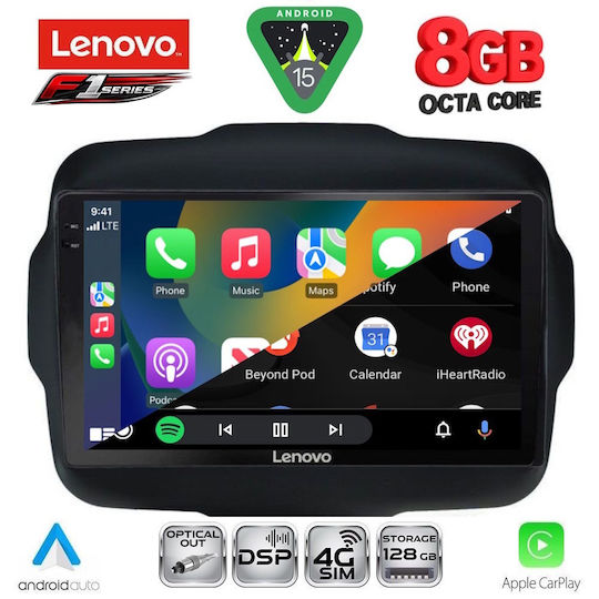 Lenovo Car Audio System for Jeep Renegade 2014-2022 (Bluetooth/USB/WiFi/GPS/Apple-Carplay/Android-Auto) with Touch Screen 9"